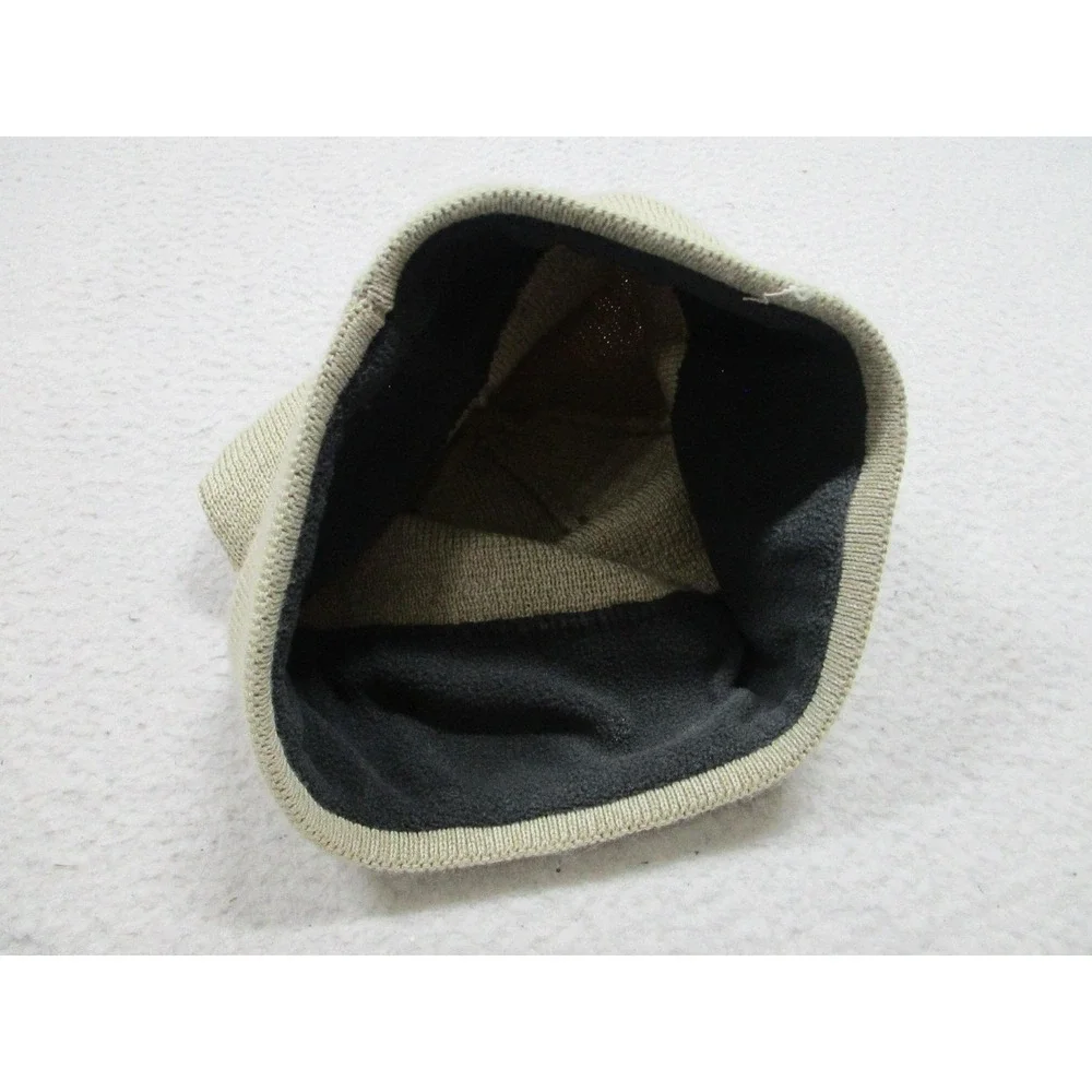 The North Face Hat Beanie Fitted One Size Tan Knit Fleece Lined Mens Winter Warm